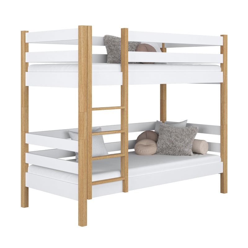 Etagenbett aus Holz Weiß-Eiche – Kinderzimmer, Massivholz, skandinavischer Stil
