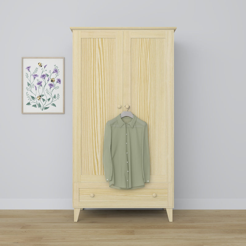 Kiefer Kleiderschrank 2D1S Scandi Kiefer farblos