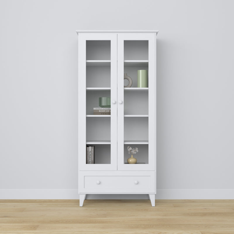 Vitrine 1S 90 Scandi Holz in Wunschfarbe RAL/NCS – Massivholz, Nizio