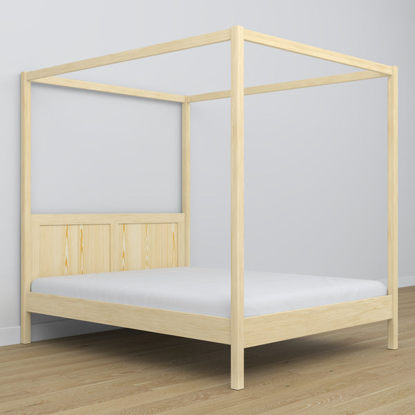 Wooden double canopy bed N02 clear pine