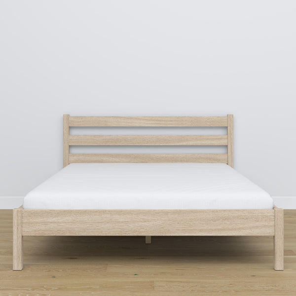 Doppelbett Eiche gebleicht – Seitenansicht, Proportionen und Form, Schlafzimmer