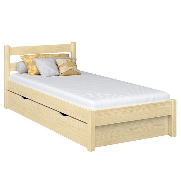 Einzelbett mit Schublade aus Holz Kiefer farblos – Kinderzimmer, Scandi-Stil