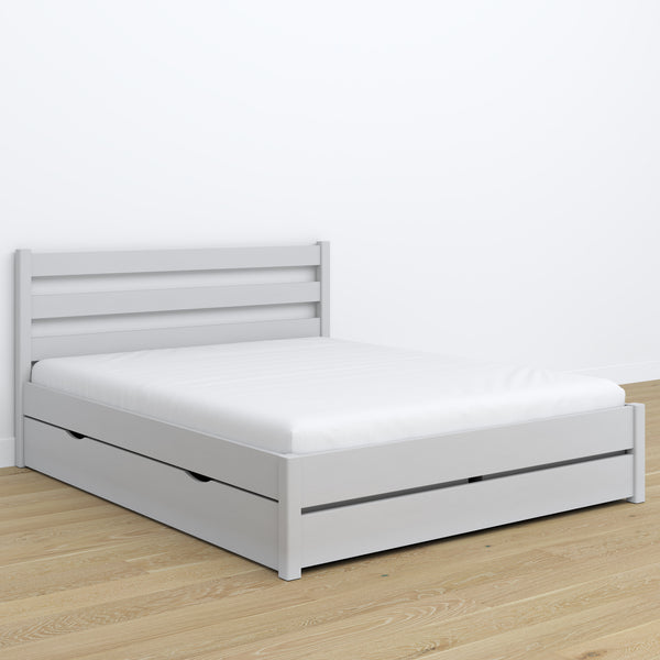 Wooden double bed with drawer N01 grey