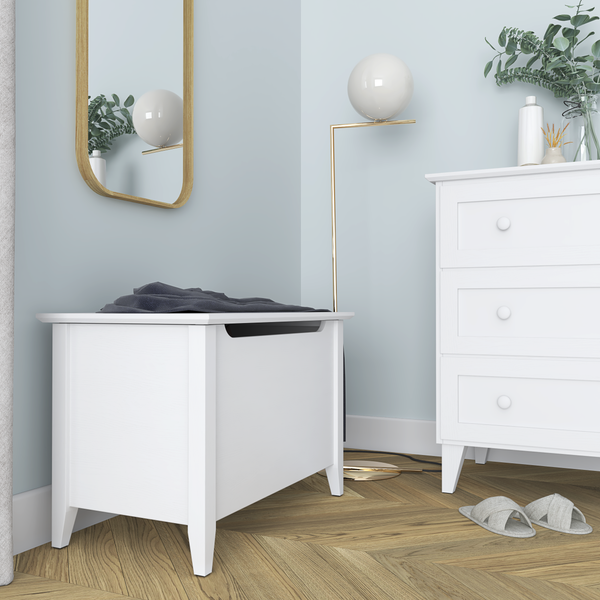 Holztruhe Scandi weiß