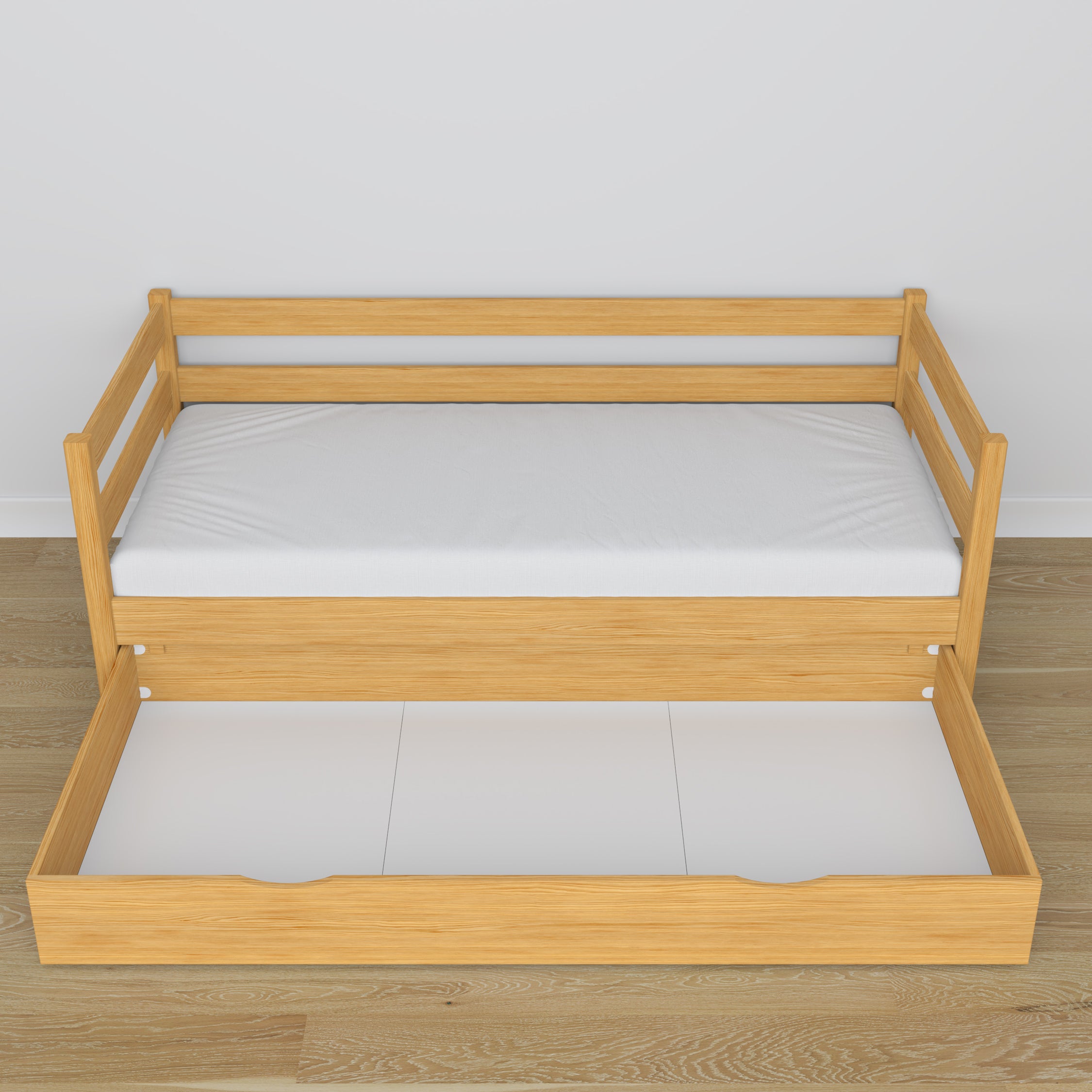 Łóżko sofa z szufladą N01 sosna naturalna – dodatkowy widok, ekologiczne drewno