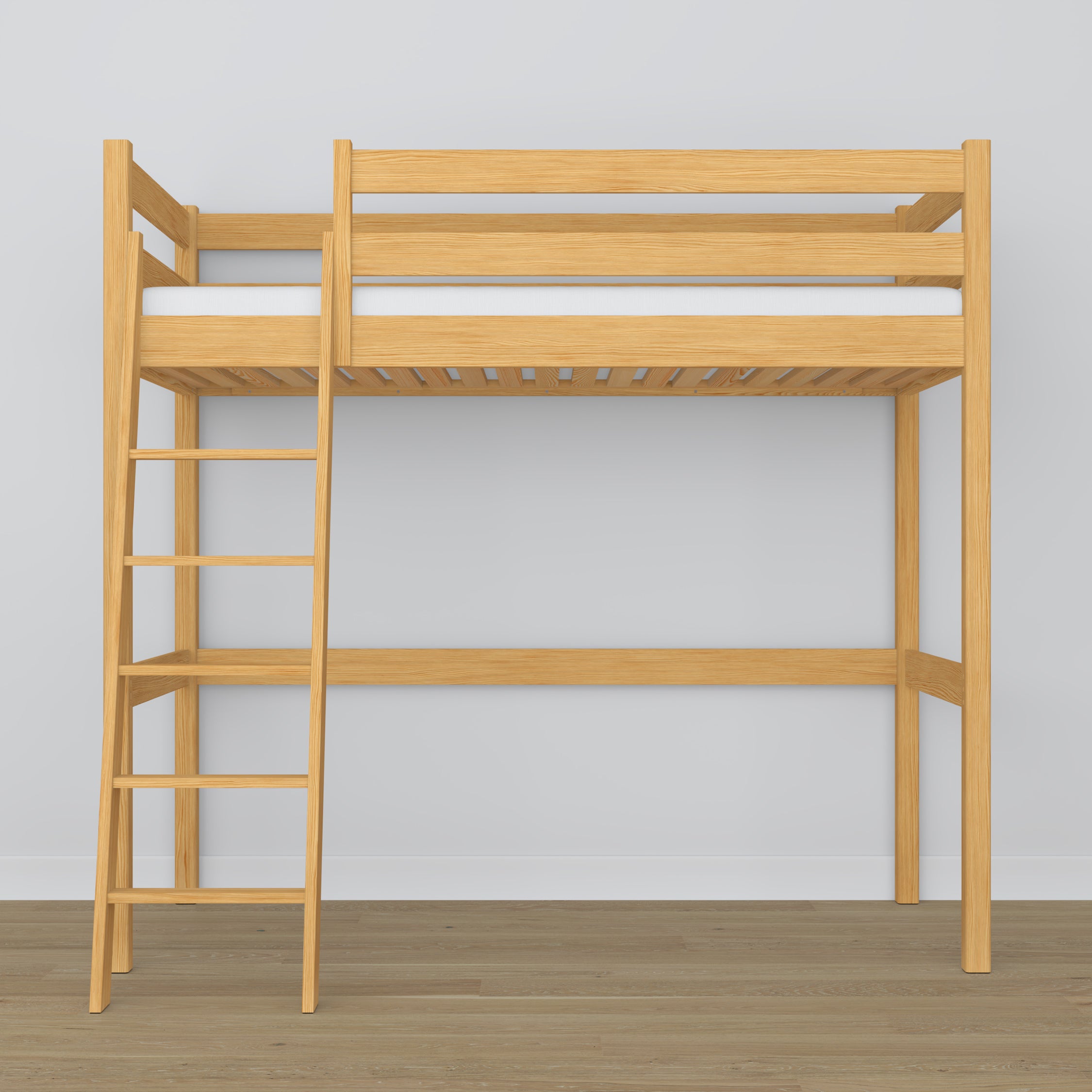 Hochbett aus Holz Kiefer natur – Details der Verbindungen und Leiter, Nizio Home