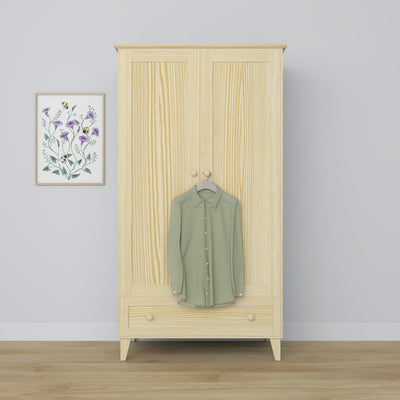Kiefer Kleiderschrank 2D1S Scandi Kiefer farblos