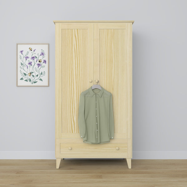 Kiefer Kleiderschrank 2D1S Scandi Kiefer farblos