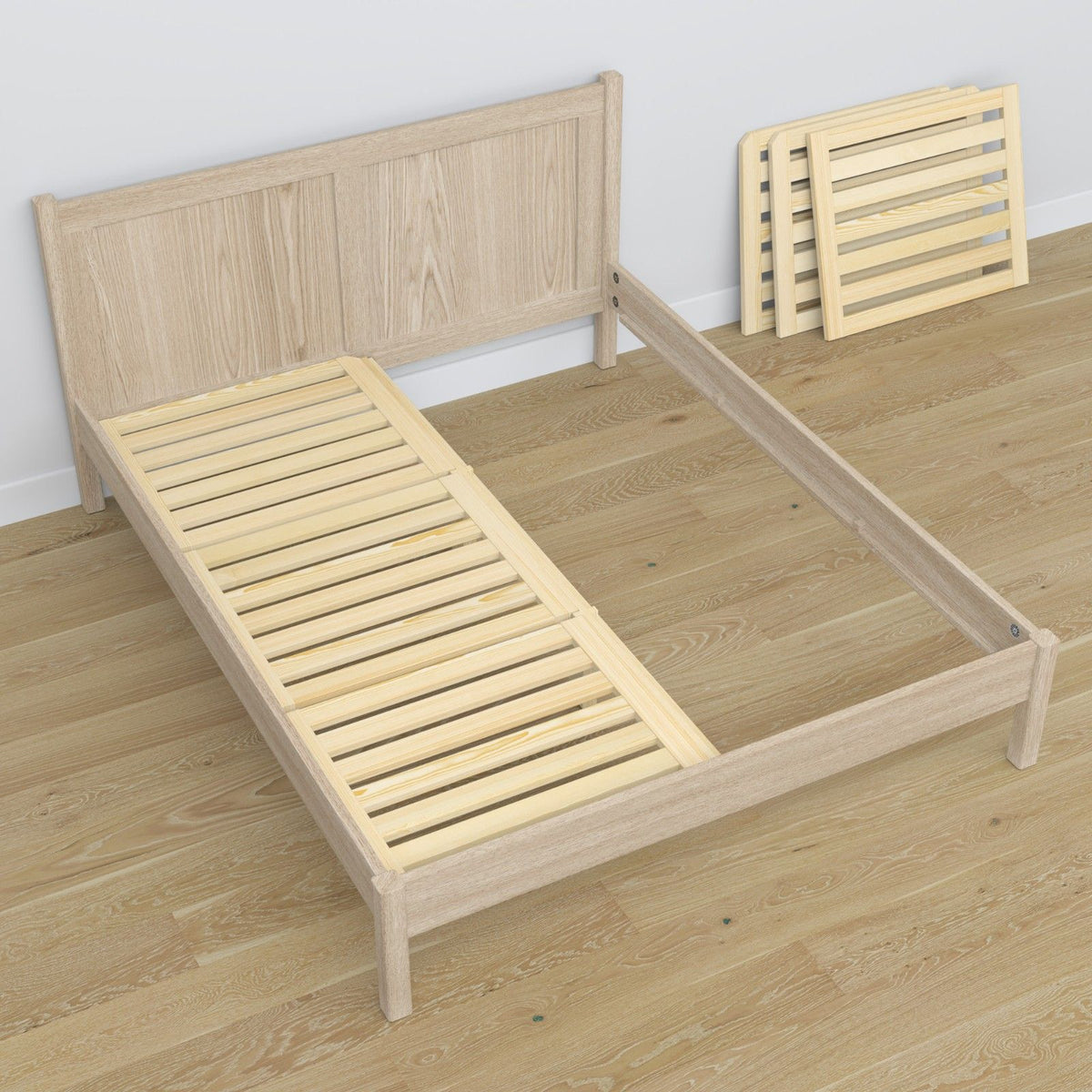 Eichen-Doppelbett N02 gebleichte Eiche