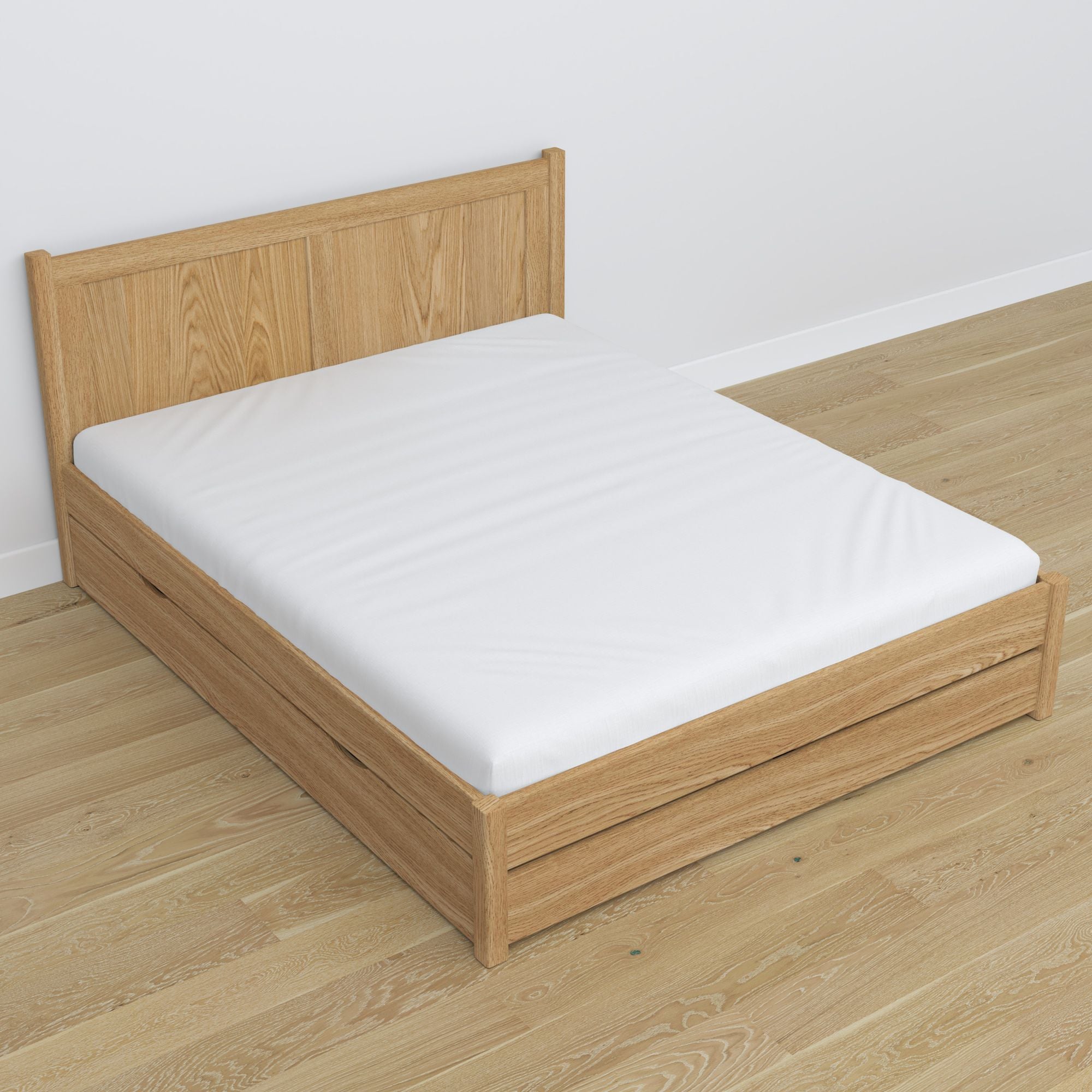 Oak double bed with drawer N02 oak natural