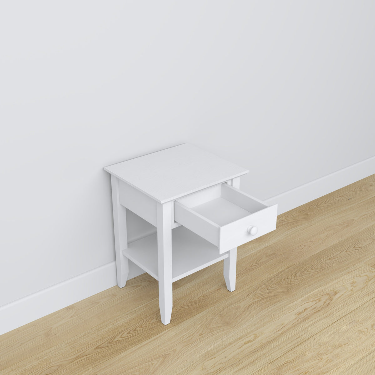 Wooden bedside table 1S N01 Scandi white