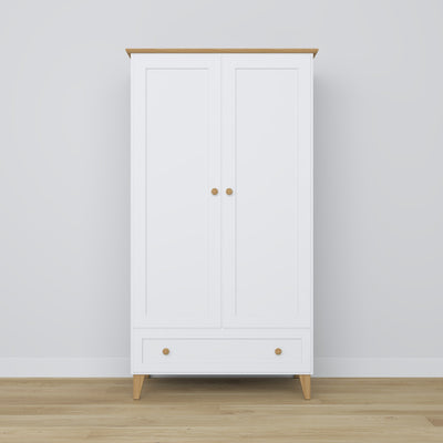Holzschrank 2D1S Scandi weiß / natürliche Eiche