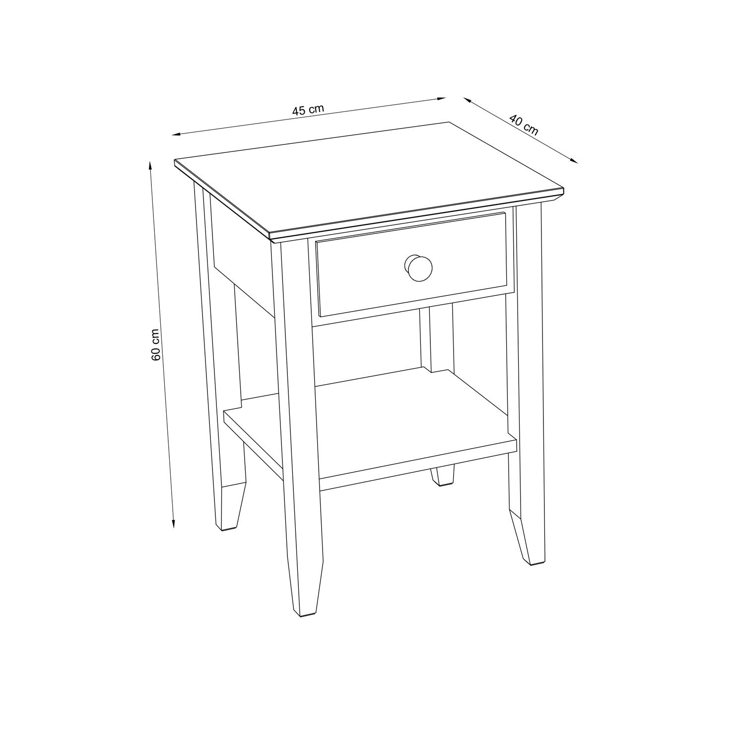 Wooden bedside table 1S N01 Scandi white