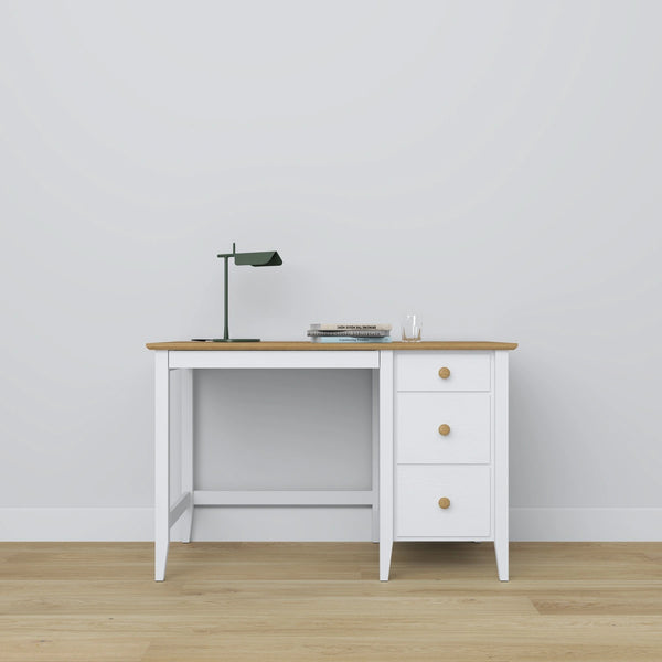 Holzschreibtisch 3S Scandi Weiß / Eiche Natur