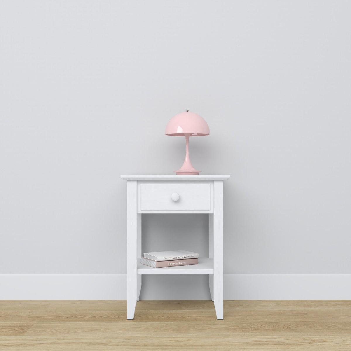 Wooden bedside table 1S N01 Scandi white