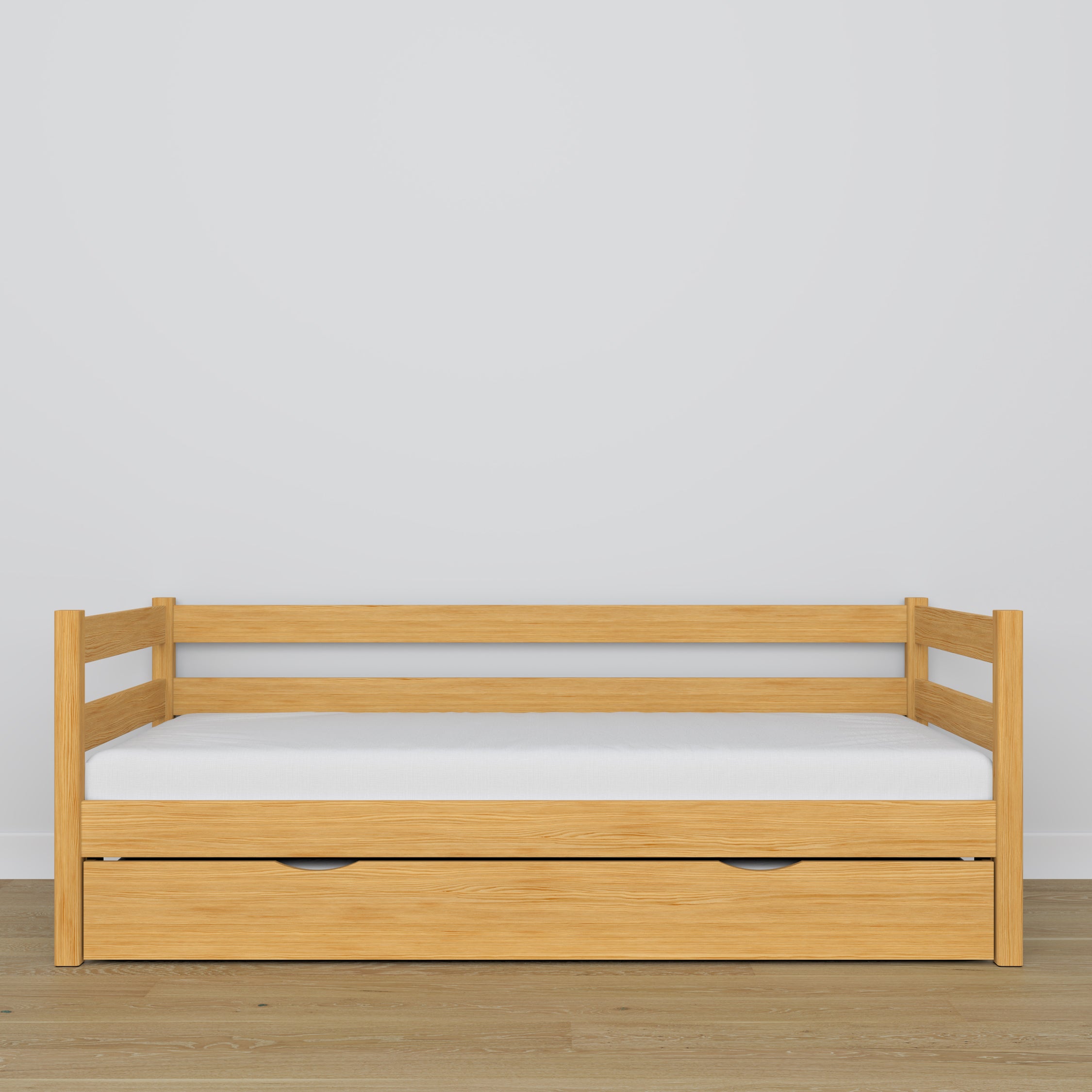 Łóżko sofa z szufladą na materac N01 sosna naturalna – dodatkowy widok, ekologiczne drewno