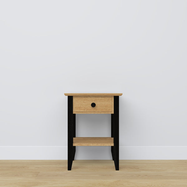 Oak bedside table 1S N01 Scandi oak natural / black