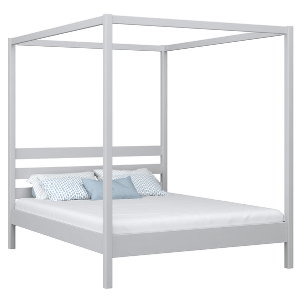 Wooden double canopy bed N01 grey