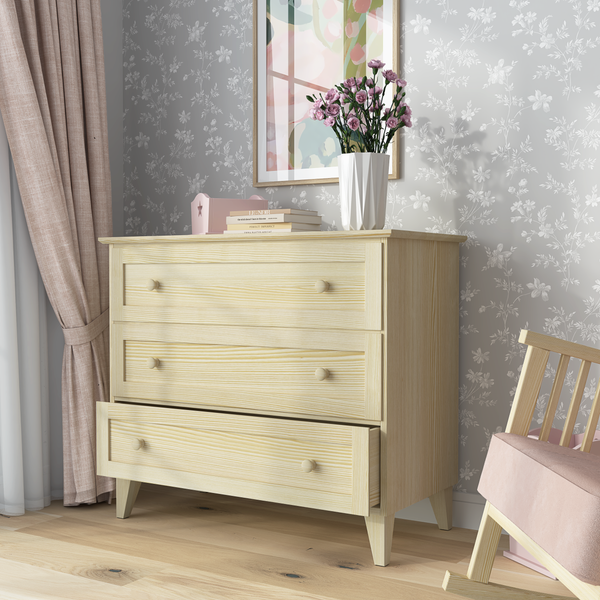 Kiefer Kommode 3S 105 Scandi Kiefer farblos