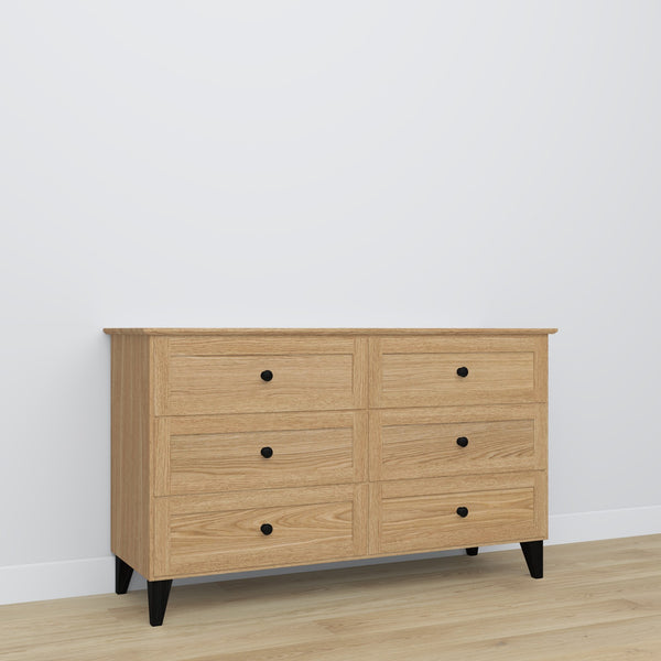 Oak chest of drawers 6S 154 Scandi oak natural / black