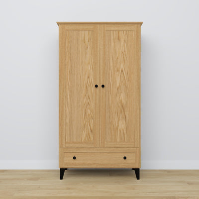 Eichenschrank 2D1S Scandi Eiche natur / schwarz
