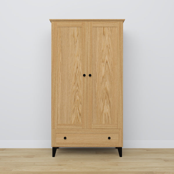 Oak wardrobe 2D1S Scandi oak natural / black