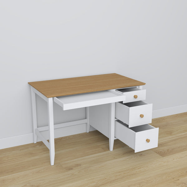 Holzschreibtisch 3S Scandi Weiß / Eiche Natur