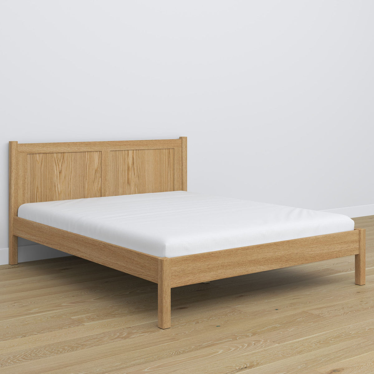 Łóżko podwójne N02 dąb naturalny – aranżacja sypialni, Nizio Home