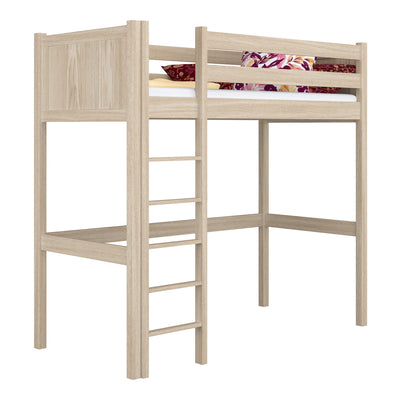 Dębowe łóżko na antresoli N06 dąb bielony – widok ogólny