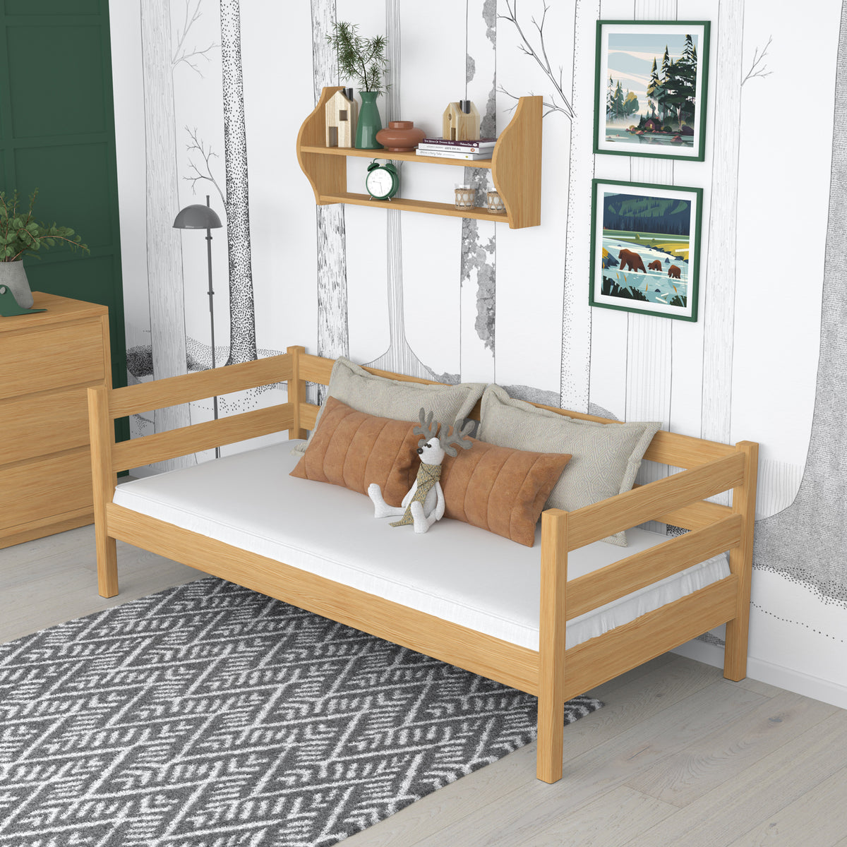 Sofabett Kiefer natur im Kinderzimmer – scandi Einrichtung, Holz