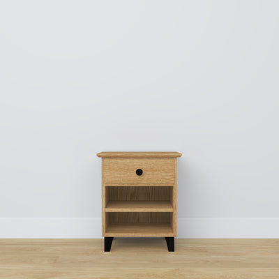 Oak bedside table 1S N02 Scandi oak natural / black