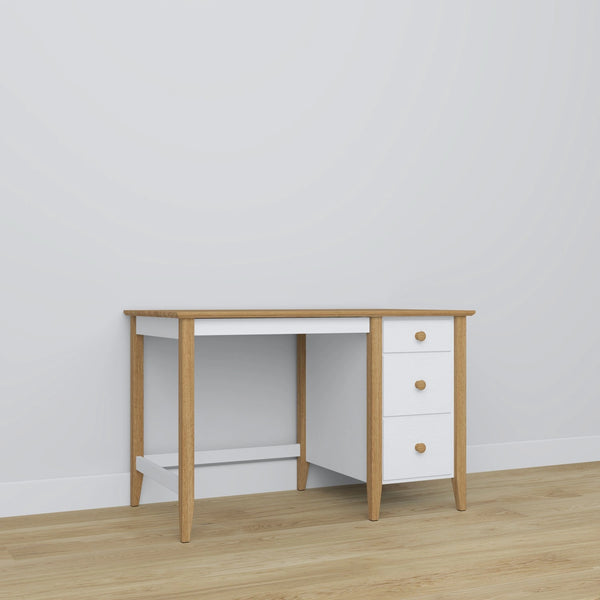 Holzschreibtisch 3S Scandi Weiß / Eiche Natur