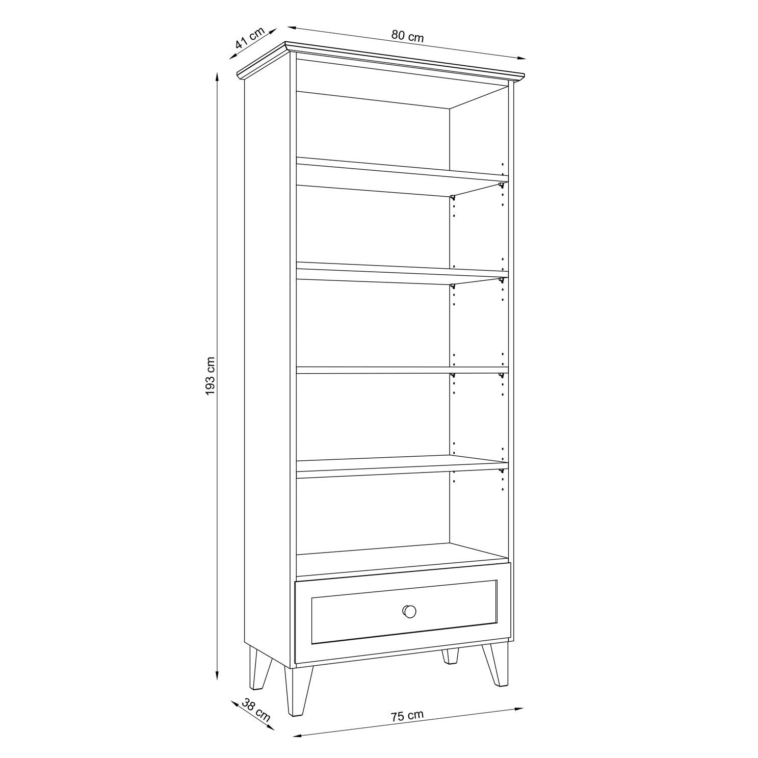 Holzregal 1S 80 Scandi grau