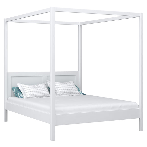 Wooden double canopy bed N02 white