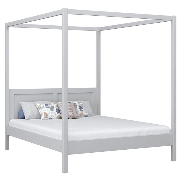 Wooden double canopy bed N02 grey