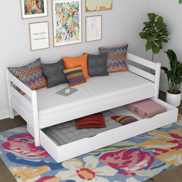 Holz-Schlafsofa mit Schublade N01 weiß