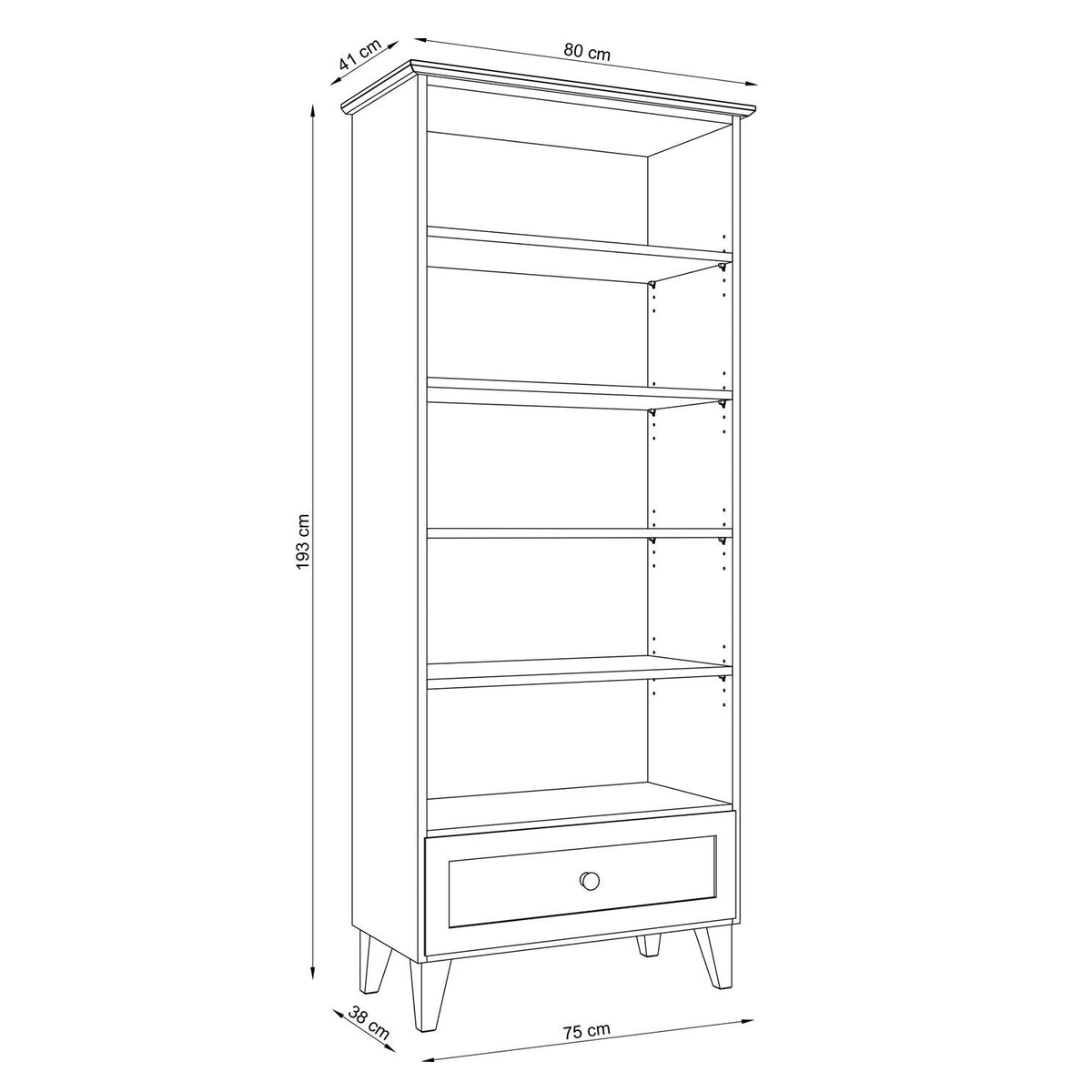 Oak shelf 1S 80 Scandi oak natural
