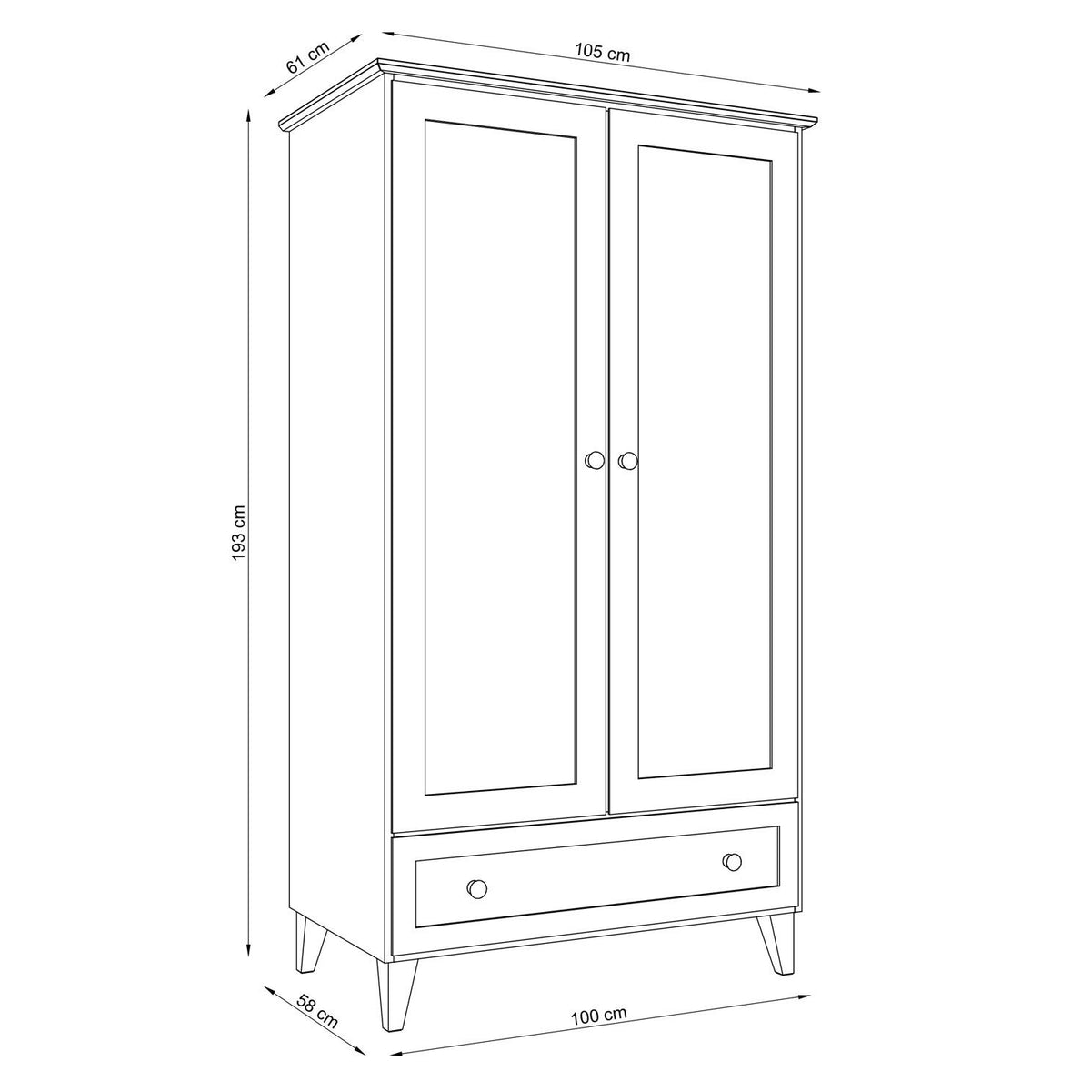 Kiefer Kleiderschrank 2D1S Scandi Kiefer natur