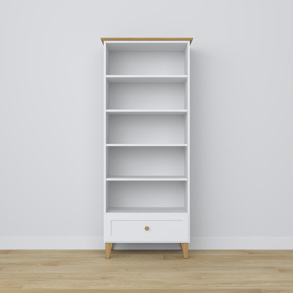 Holzregal 1S 80 Scandi weiß / natürliche Eiche