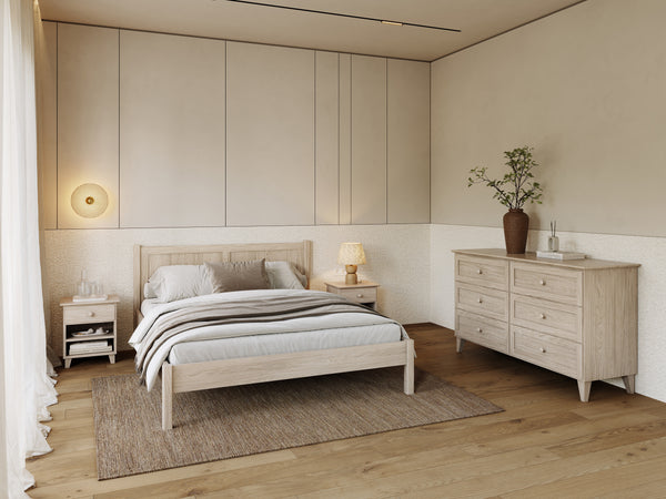 Oak double bed N02 oak bleached