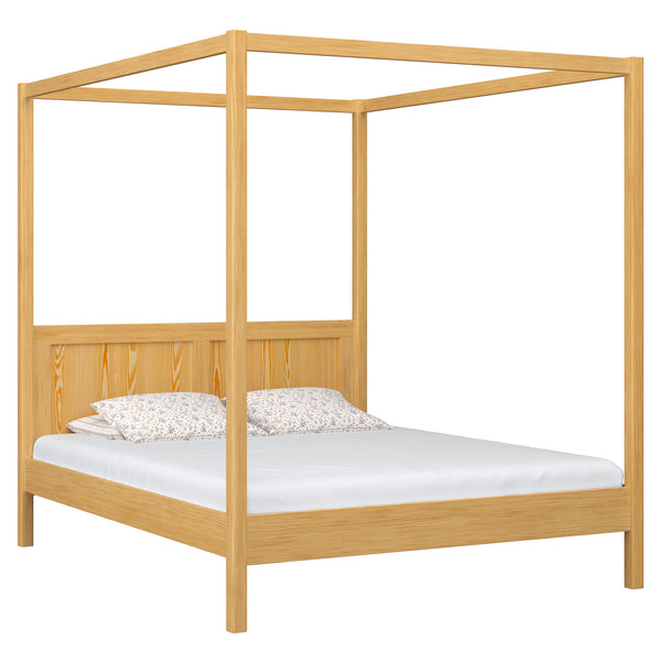 Wooden double canopy bed N02 natural pine