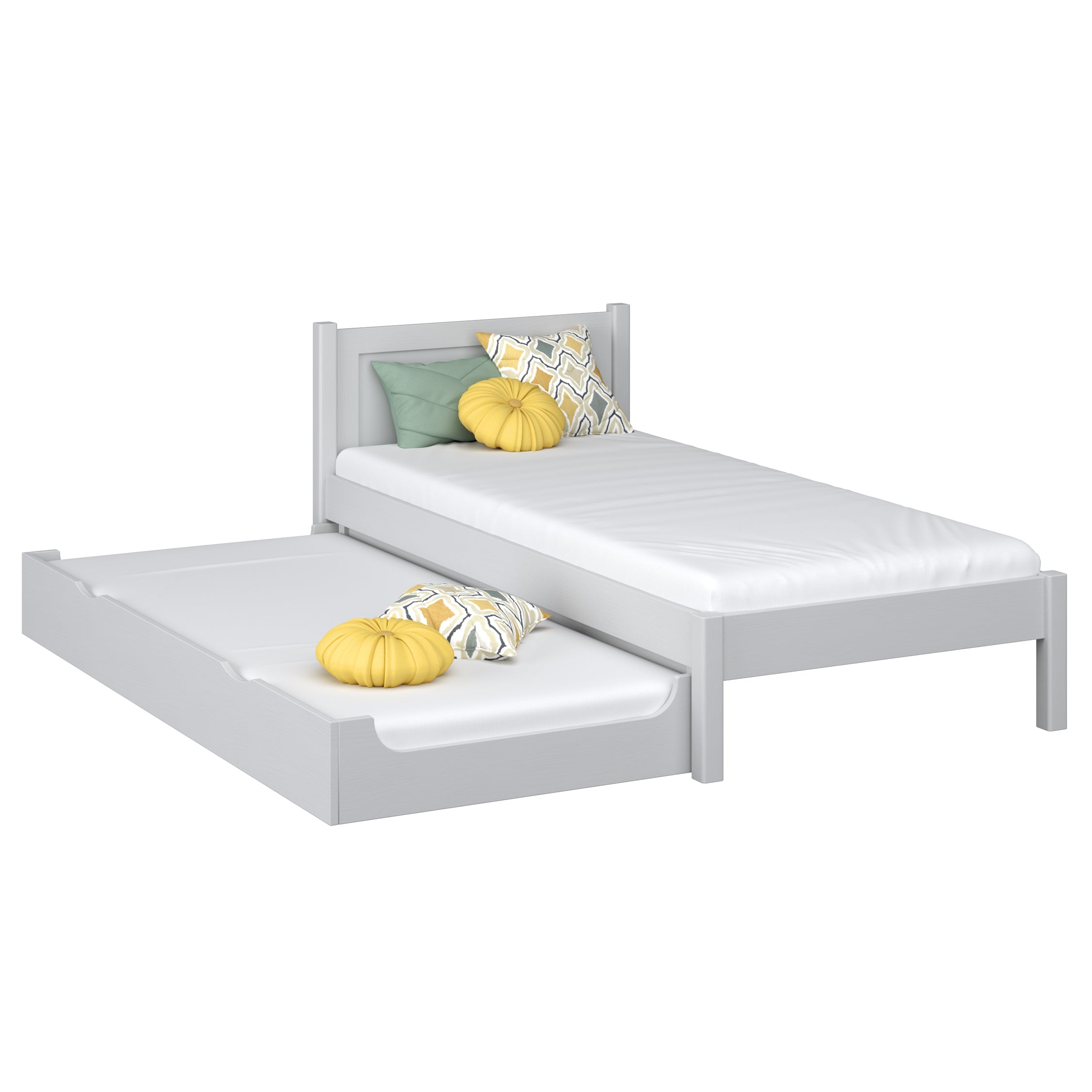 Bett mit Schublade für Matratze Holz grau – Kinderzimmer, scandi Nizio