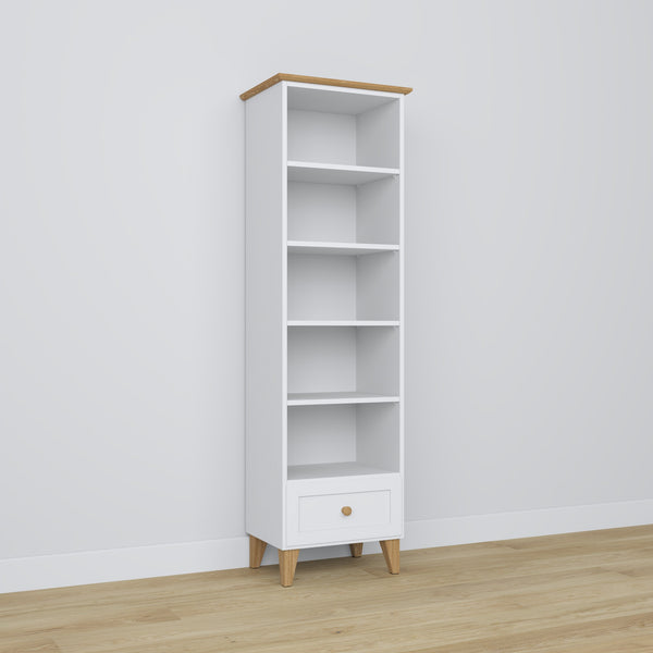 Holzregal 1S 57 Scandi weiß / natürliche Eiche