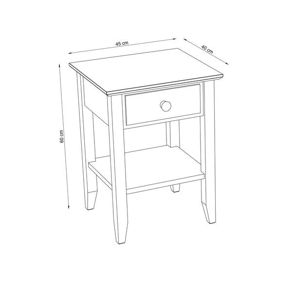 Oak bedside table 1S N01 Scandi oak bleached