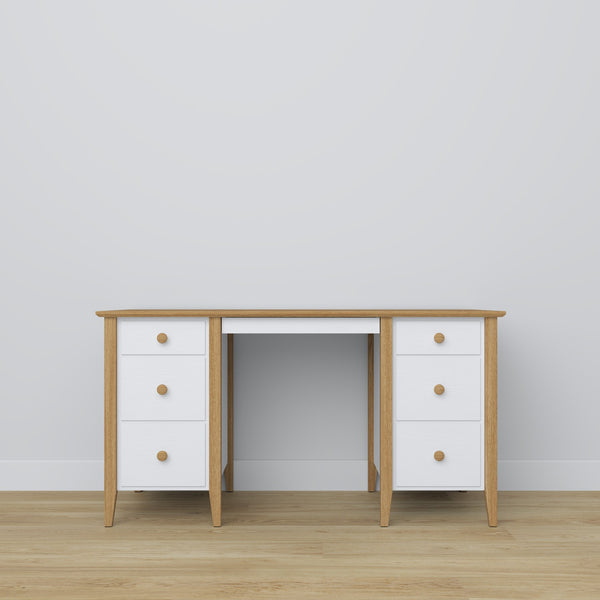 Holzschreibtisch 6S Scandi Weiß / Eiche Natur