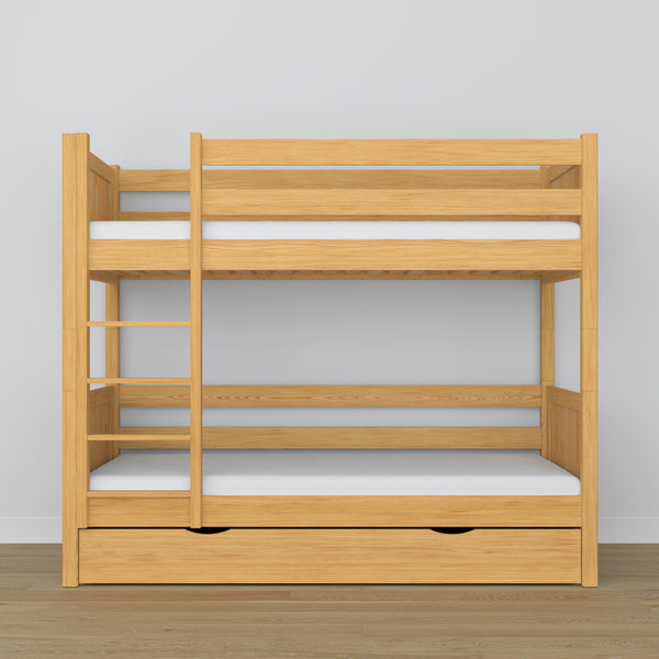 Etagenbett Kiefer natur mit Schublade – Absturzsicherung und Holzleiter, Nizio