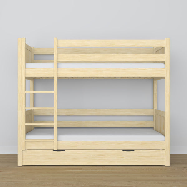 Etagenbett Kiefer farblos mit Matratzen-Schublade – Absturzsicherung, Holz, Nizio Home