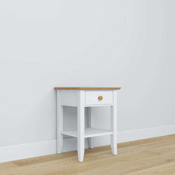 Holz-Nachttisch 1S N01 Scandi Weiß / Eiche Natur