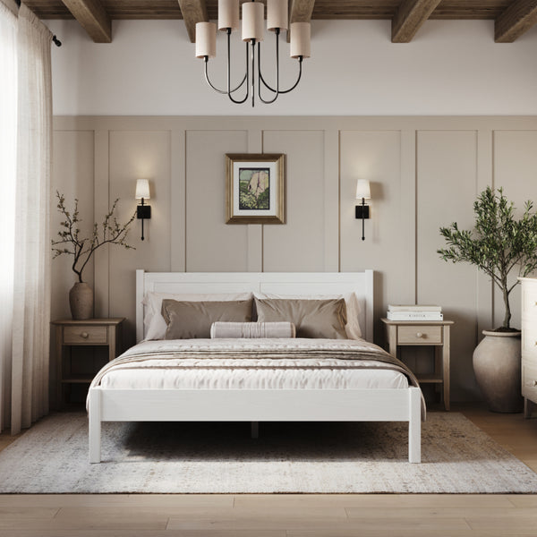 Wooden double bed N02 white