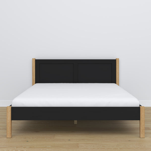Doppelbett Holz Schwarz-Eiche – Seitenansicht, Proportionen und Form, Schlafzimmer